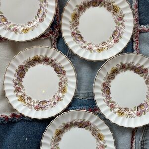 Royal Doulton Mayfair vintage floral small plates antique bone china plate set